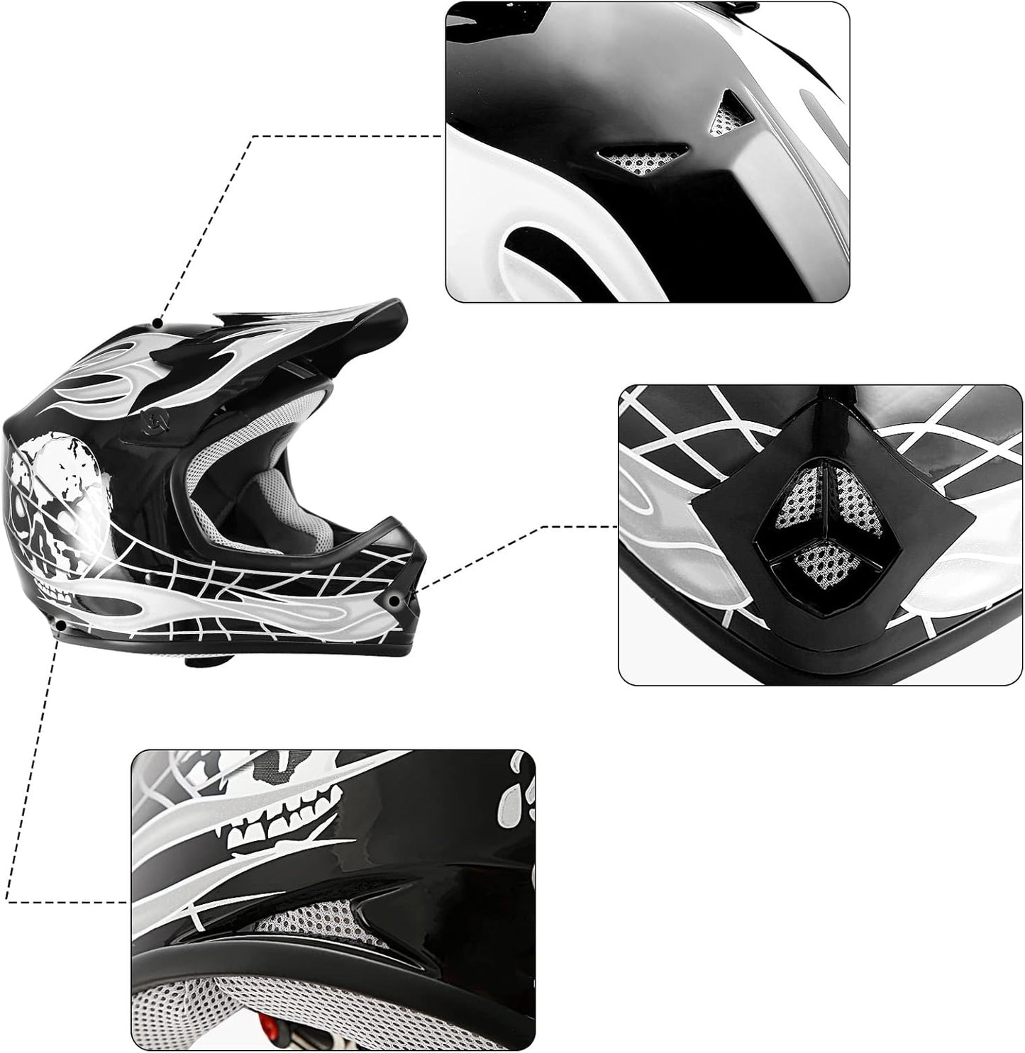 DOT Youth Kids Motorcycle Motocross ATV Helmets Offroad Street Dirt Bike Full Face Helmet