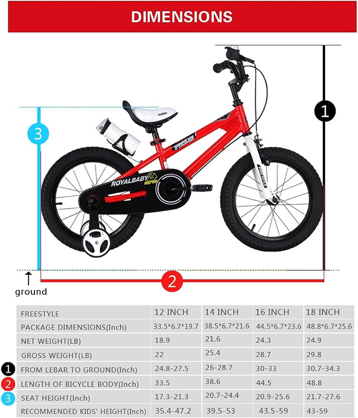 Freestyle Kids Bike 12 14 16 18 Inch Sport Bicycle for Boys Girls Ages 3-10 Years, Multiple Color Options