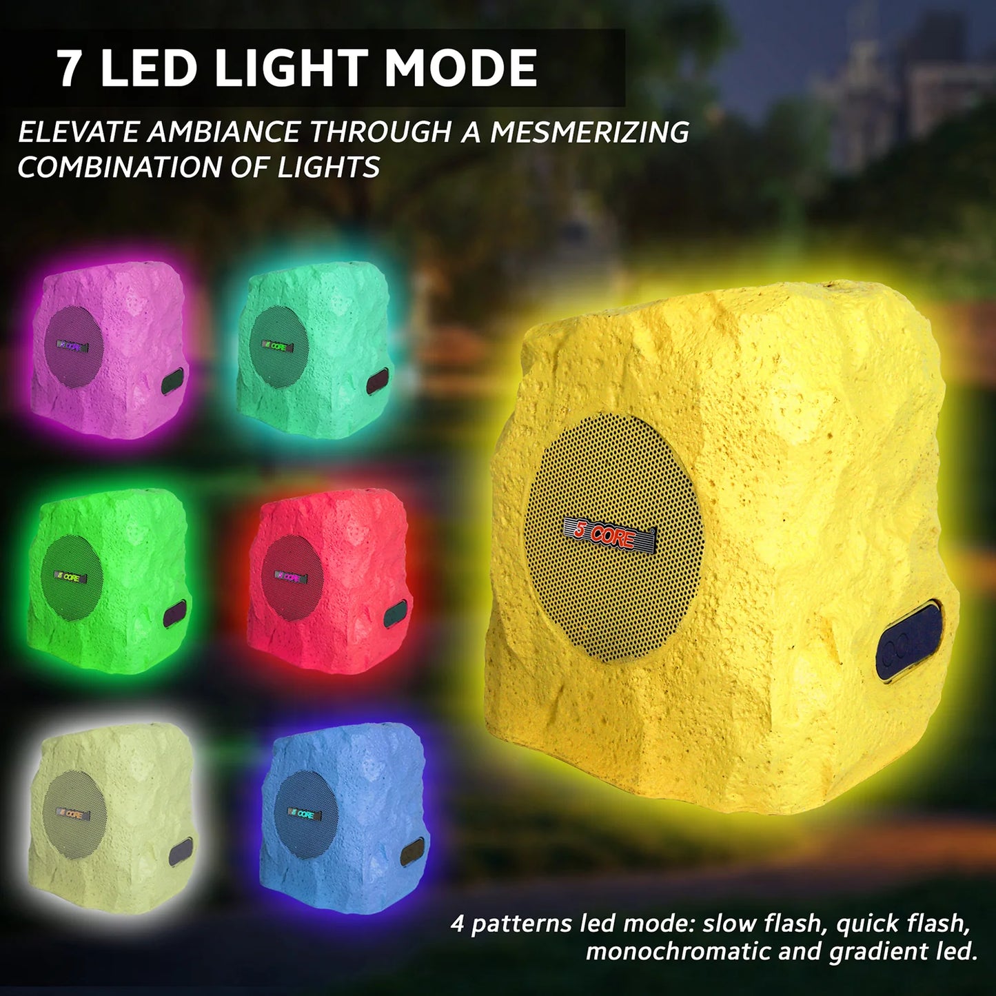 5Core Outdoor Speakers Bluetooth Waterproof Wireless Linkable TWS 10W Pool Patio Garden Rock Subwoofer
