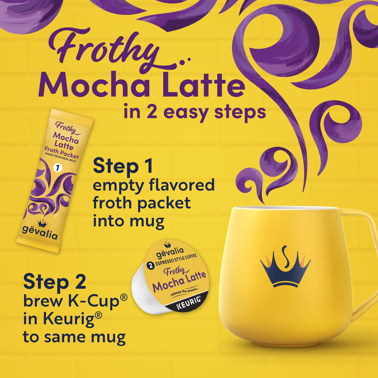 Mocha Latte K-Cup Espresso Coffee Pods & Latte Froth Packets, 12 Ct Box