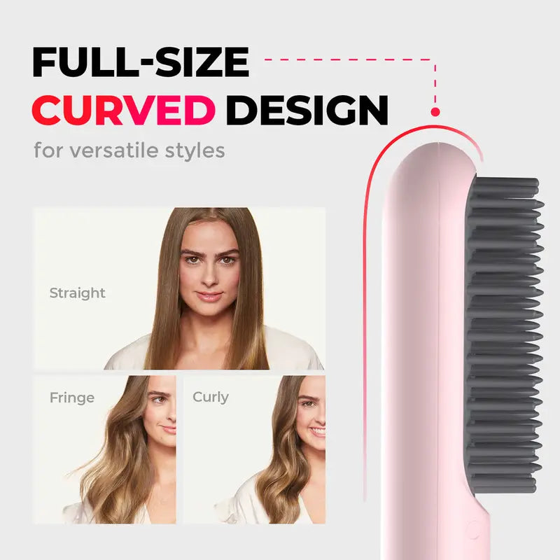 TYMO PORTA Cordless Hair Straightener Brush, Touch Ups On-The-Go Styling Hot Comb with Negative Ion, Lightweight & Mini Travel, USB Rechargeable