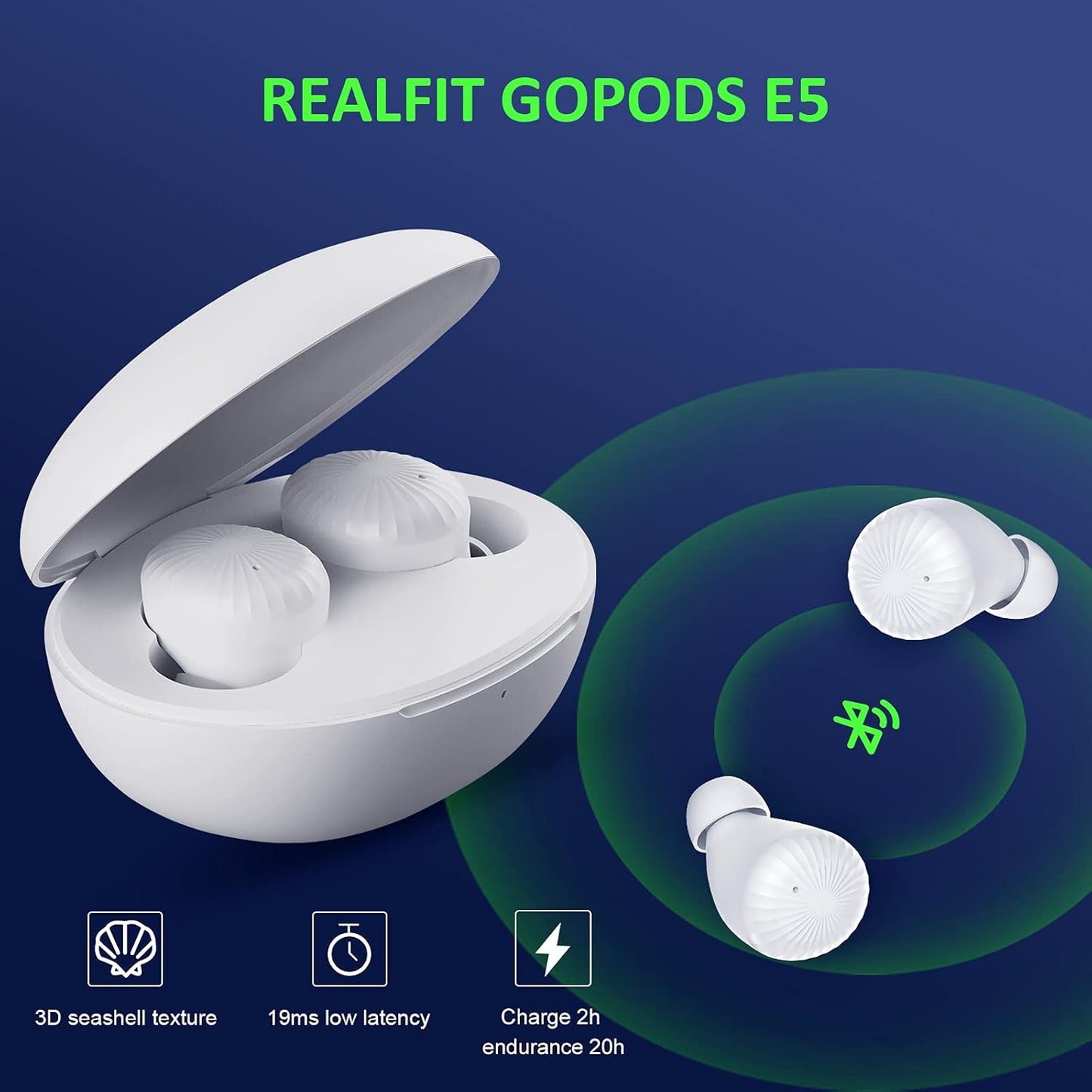 Wireless Earbuds Bluetooth 5.0,Bluetooth Earbuds IPX4 Waterproof ,Wireless Headphones 400Mah & 20H Playtime,119Ms Low Latency,4.1G Ultra Lightweight,Intelligent Touch Control for Android & Apple