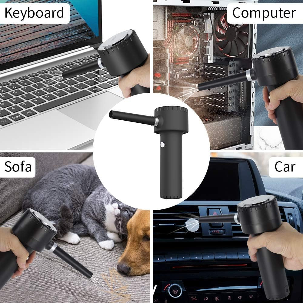 Compressed Air Duster, Electronic Air Duster, Portable 45000 RPM Cordless Dust Blower, 6000Mah Battery Air Can Duster, Powerful Computer Keyboard Cleaning Air Spray, Rechargeable Electric Canned Air