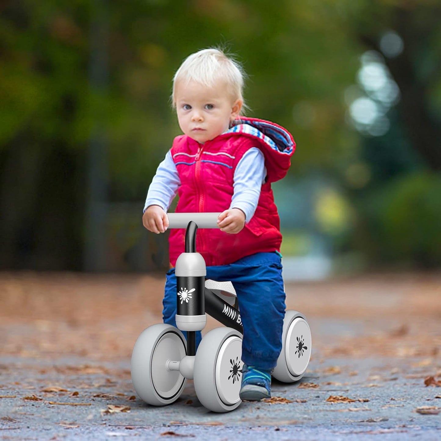 Baby Balance Bikes for 1 Year Old Boy Girl, Best First Birthday Gifts for Toddler from Standing to Running, Riding Toys for 1+ Years Old, No Pedal Infant 4 Wheels Baby Bicycle