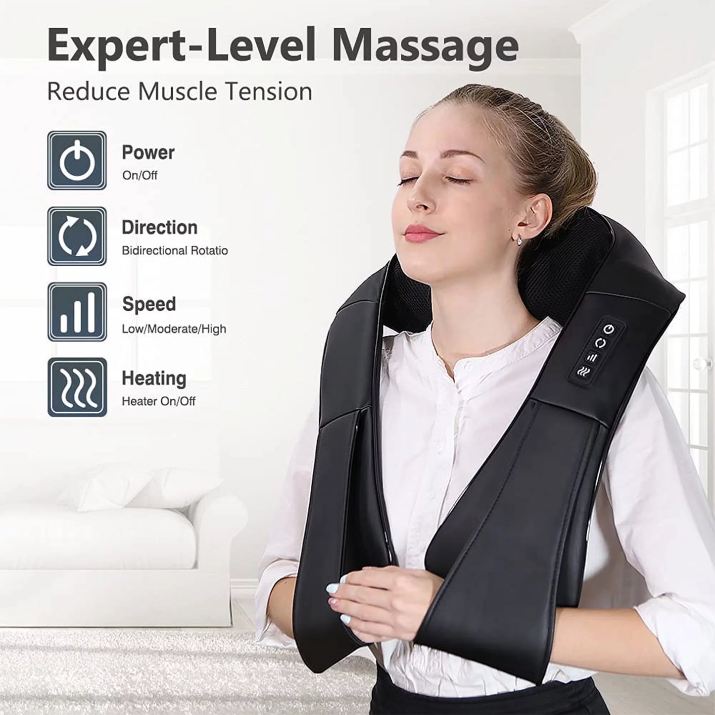 Shiatsu Neck and Back Massager with Soothing Heat, Electric Deep Tissue 3D Kneading Massage Pillow for Shoulder, Leg, Body Muscle Pain Relief, Home, Office, and Car Use