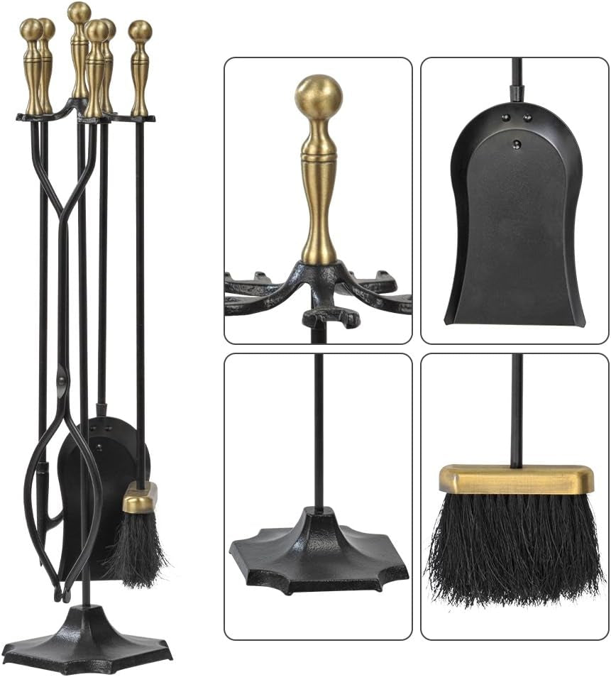 "π₯ Elevate Your Fireside Experience! π₯ Check out this stunning 5-Piece Fireplace Tool Set with Elegant Brass Handles! Perfect for indoor & outdoor fires, featuring rustic tongs, shovel, brush, and poker. Transform your hearth into a cozy retreat! π‘β¨
