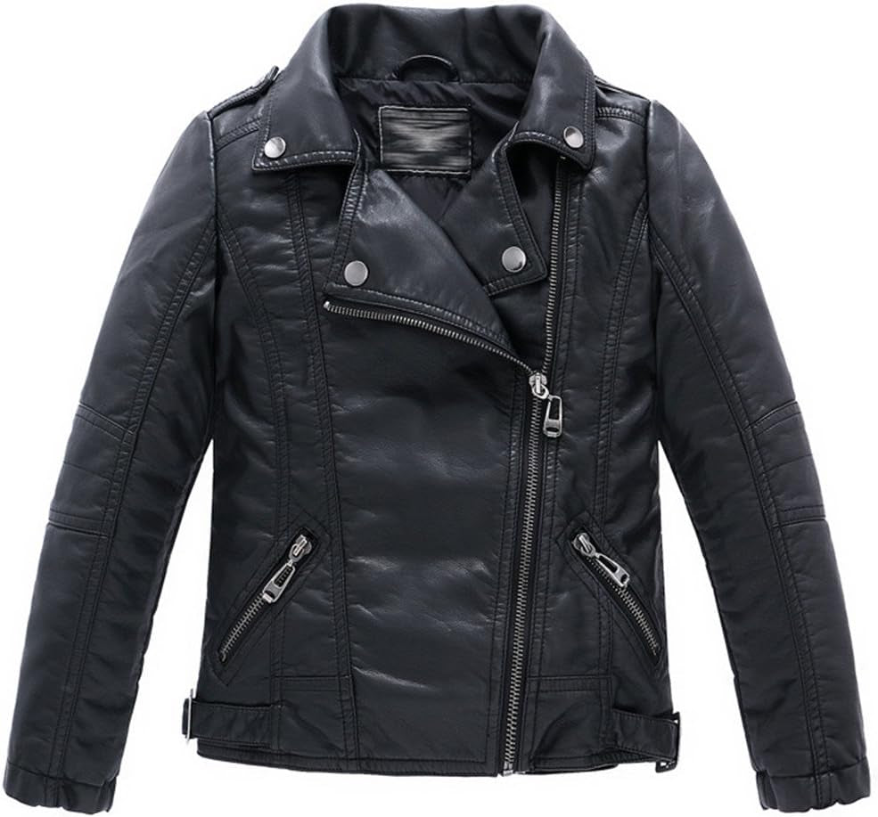 Children Collar Motorcycle Faux Leather Coats Kids Bomber PU Soft Leather Jackets