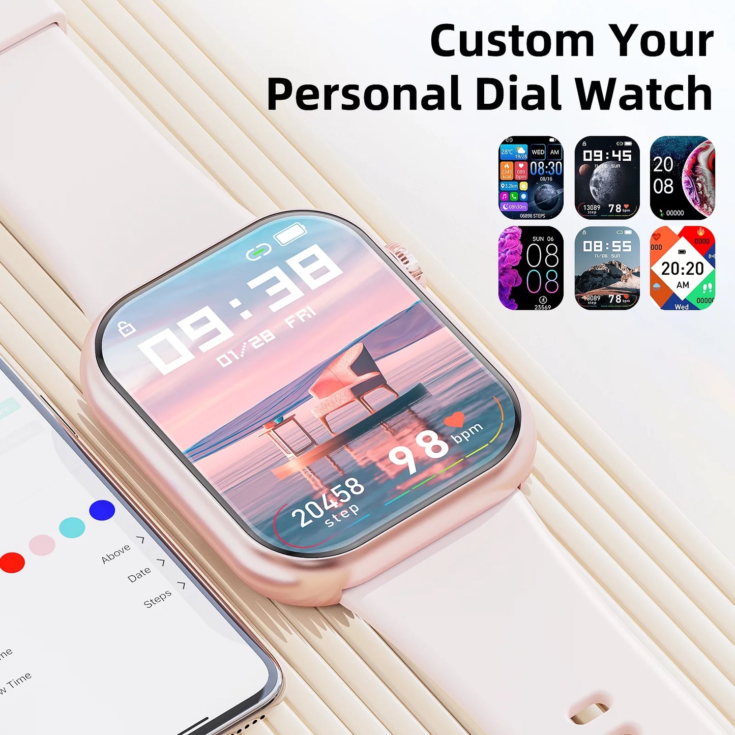 1.85 Inch Smart Watch for Women, Pink