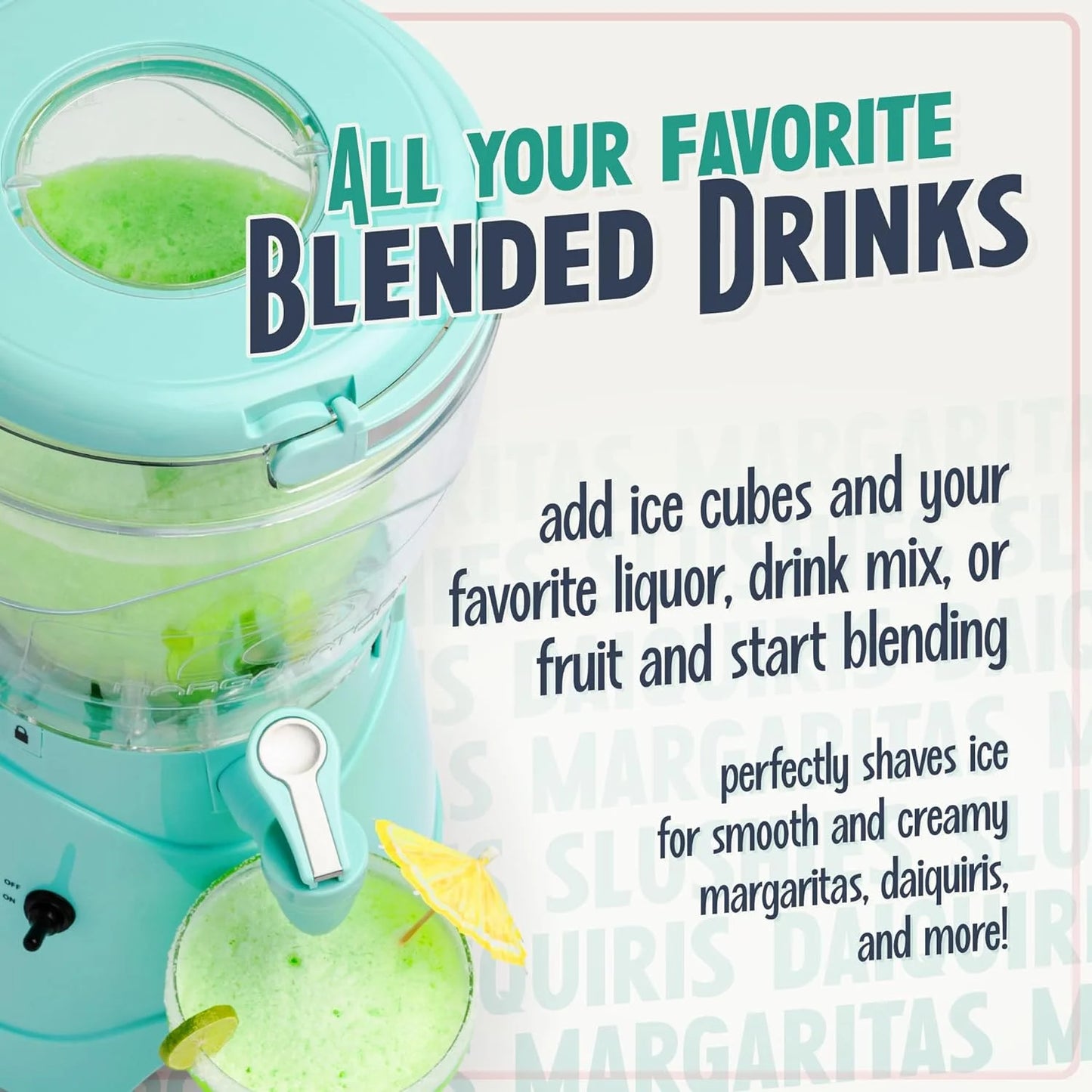 Margarita Frozen Drink Machine 128-Oz Slushy Maker with Spout, Aqua