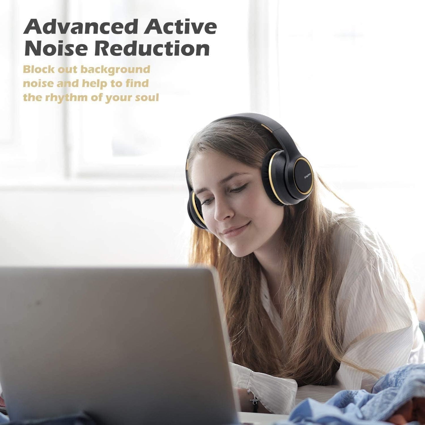 NC15 Noise Cancelling Headphones Bluetooth Over-Ear Headset with Mic for Teens, Adults Online Class/Home Office/Tv/Pc/Phone