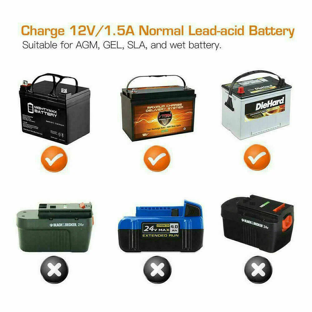 1500mAh Smart Automatic Battery Charger - Portable 12V Car Trickle Maintainer for Optimal Battery Care