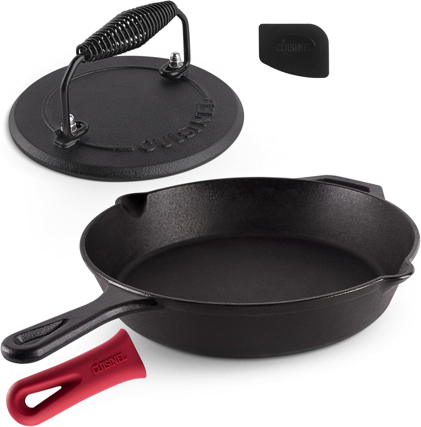 "Ultimate Cast Iron Skillets Set - Pre-Seasoned 12", 10", & 8" Frying Pans with Silicone Grip Covers - Versatile Cookware for Indoor/Outdoor Cooking, BBQ, Oven, and More!"