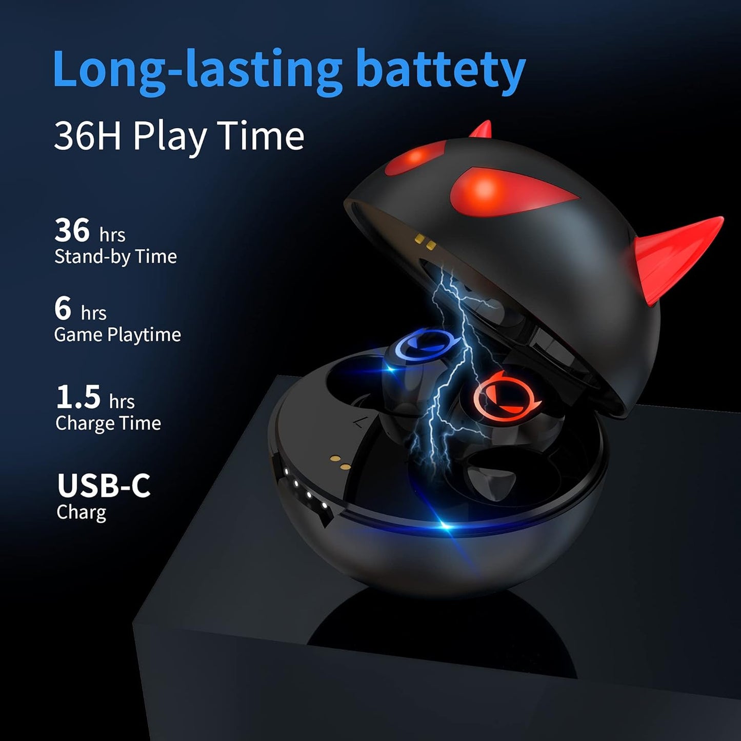 Ture Wireless Earbuds Gaming Bluetooth Earbuds Touch Control In-Ear Headphones with Charging Case Noise Reduction 36H Playtime Kids Earphones,No Delay Sports Earbuds for Iphone/Android