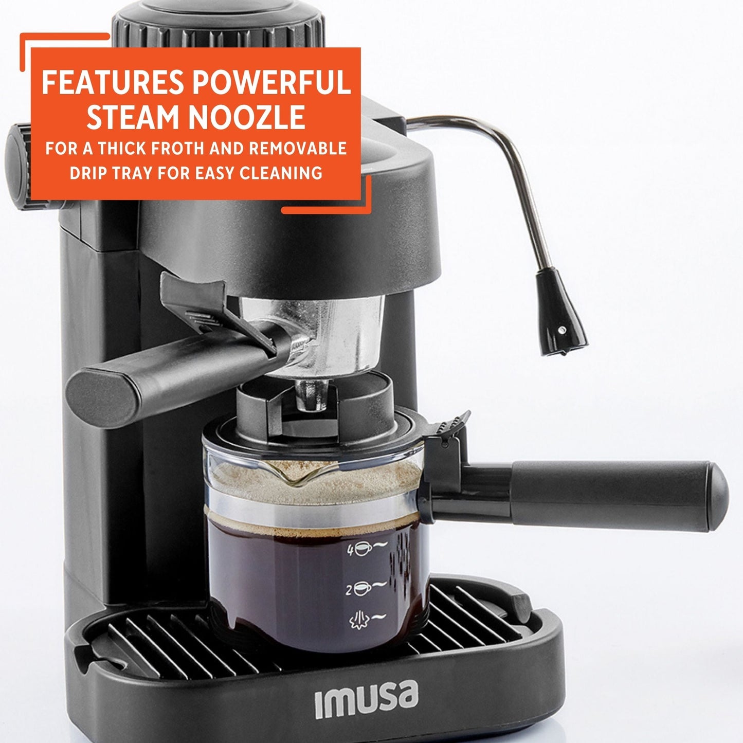4 Cup Capacity Electric Espresso/Cappuccino Maker 800 Watts - Black, New