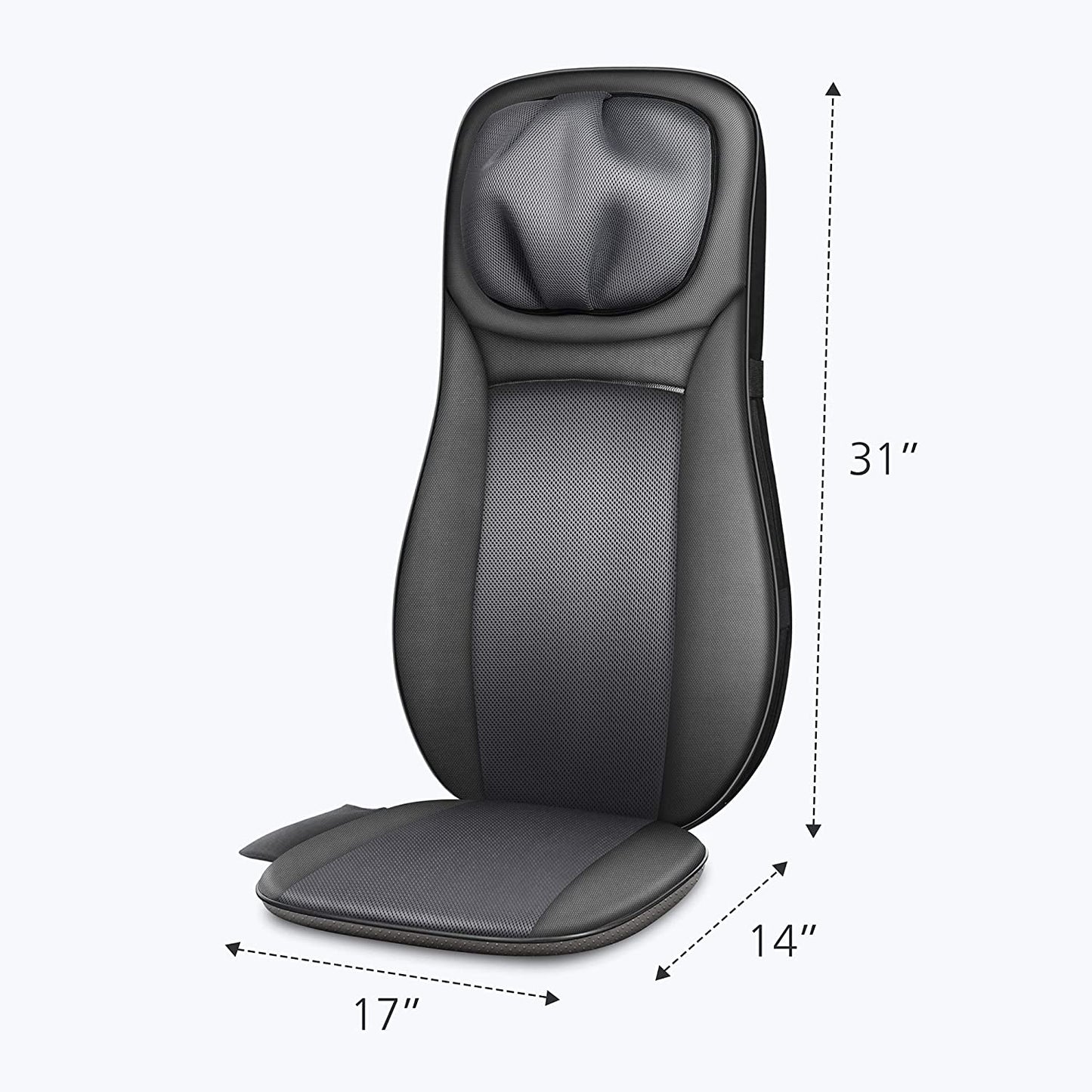 Shiatsu Neck & Back Massager with Heat, Full Back Kneading Shiatsu or Rolling Massage, Massage Chair Pad with Height Adjustment, Back Massager for Neck and Shoulder