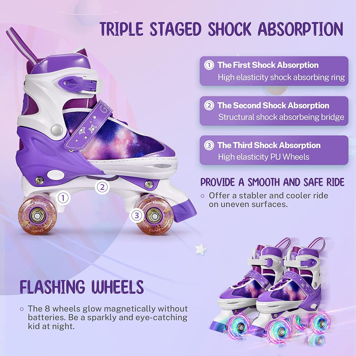 Roller Skates for Girls Kids Boys Women with Light up Wheels and Adjustable Sizes for Indoor Outdoor