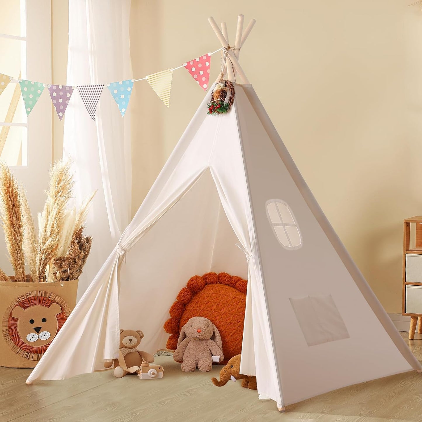 "✨ Adventure Awaits! 🌟 Let your little ones explore with our Natural Canvas Teepee Tent! Perfect for indoor & outdoor fun! 🏕️🎉 #KidsPlay #ToysForKids #TeeepeeTent"