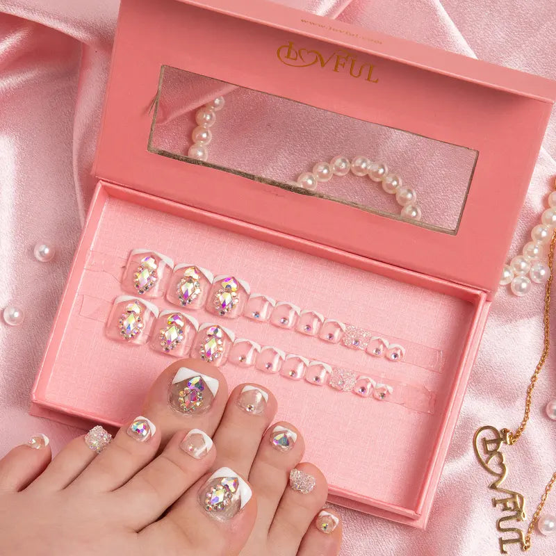 20PCS SIZE FREE Lovful Acrylictoes Handmade Press on Feet Nails Pedicure Acrylicnailtoes (RY)