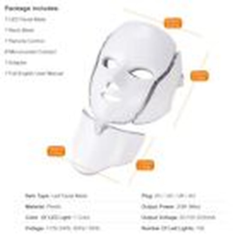 7 Colors LED Light Photon Face Neck Mask Rejuvenation Skin Wrinkles Therapy Mask