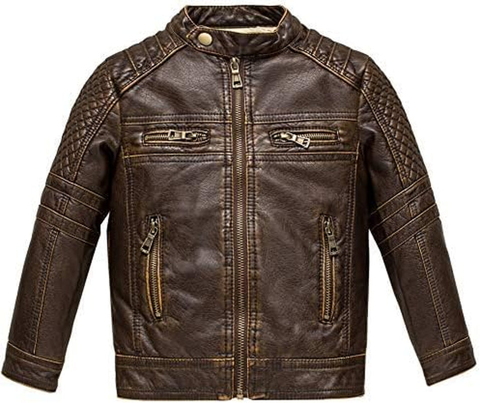 "Rev Up Their Style! 🏍️✨ Check out this Cool Faux Leather Motorcycle Jacket for Boys - Perfect for Costume Parties and Waterproof Fun!"