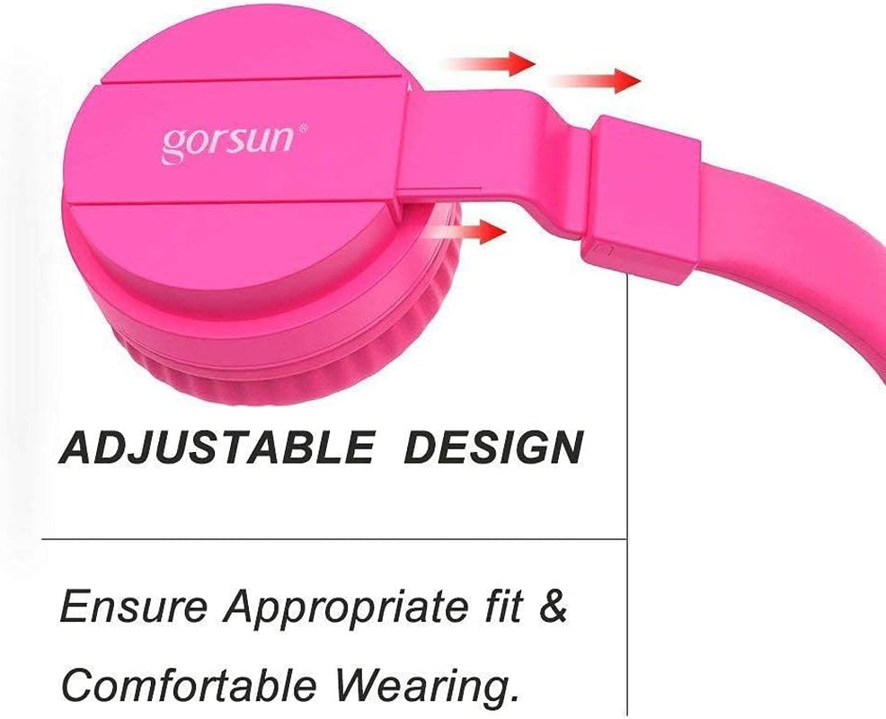 Kids Headphones On-Ear Comfortable Foldable Headphones for Kids Lightweight Stereo Headset for Kids Childrens Girls Boys Smartphone PC Tablet MP3/4 Video Game Toddler Headphones (Pink)