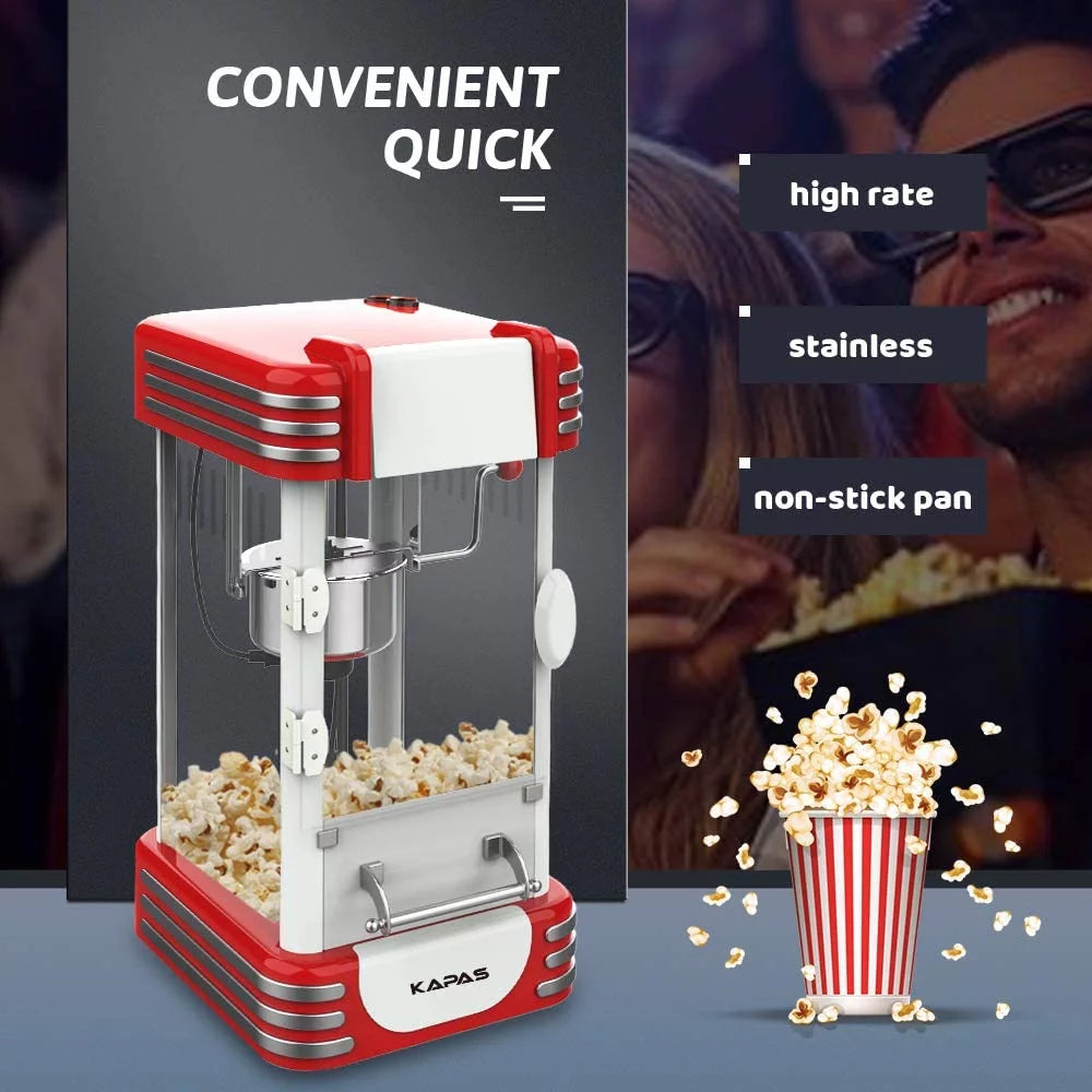 Popcorn Machine, Red Tabletop Popcorn Maker with Accessories