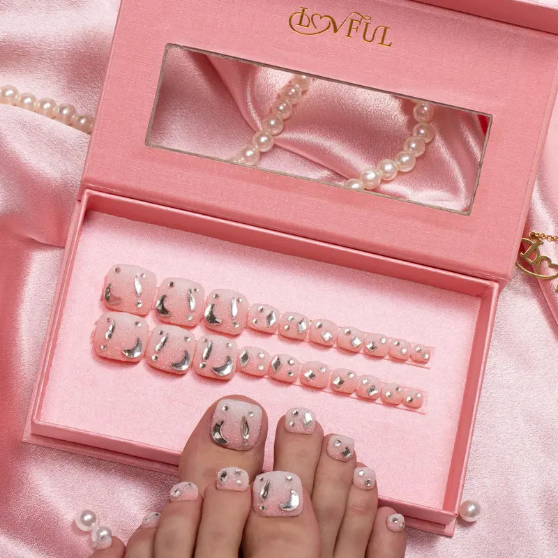 20PCS SIZE FREE Lovful Acrylictoes Handmade Press on Feet Nails Pedicure Acrylicnailtoes (RY)