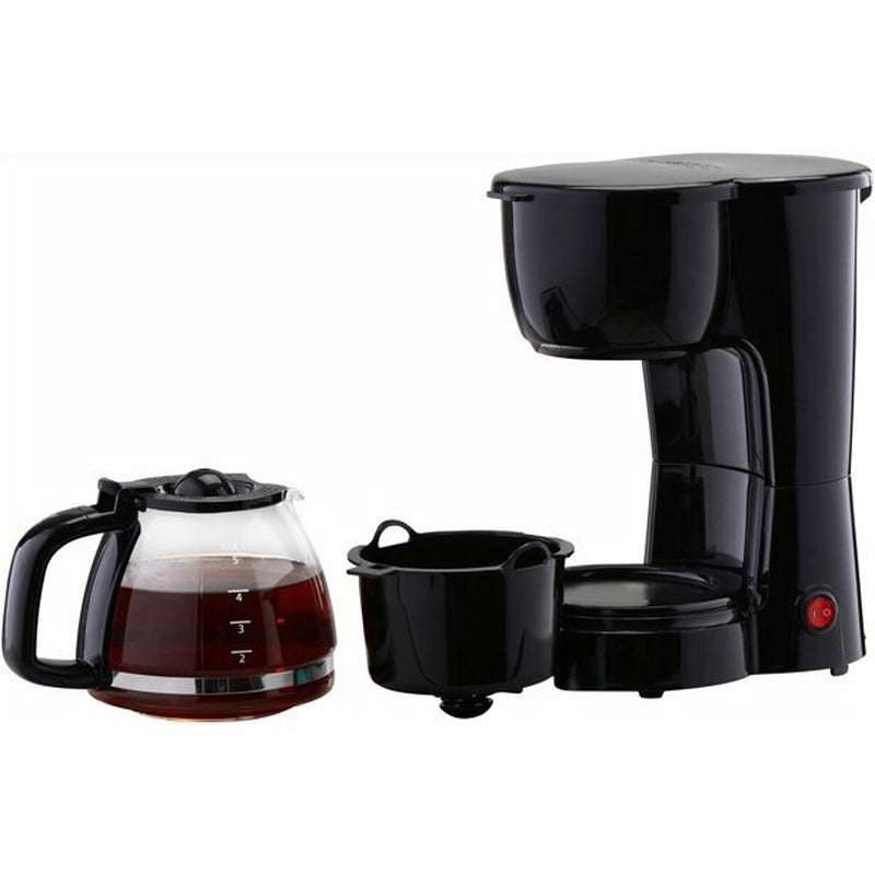 Brew Your Perfect Morning: 5-Cup Black Coffee Maker with Auto Keep Warm Feature and Removable Filter Basket