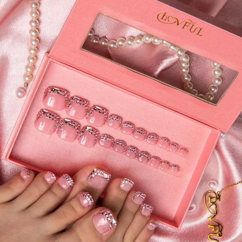 20PCS SIZE FREE Lovful Acrylictoes Handmade Press on Feet Nails Pedicure Acrylicnailtoes (RY)