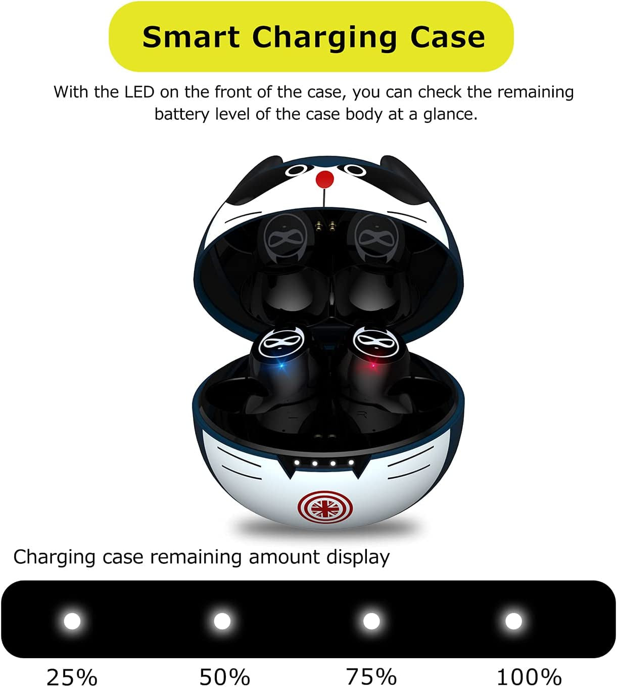 Kids Wireless Earbuds In-Ear Cute Little Devil Earphones for Kids Adult Gift 36H Playtime 3D Stereo Deep Bass Earbuds with Built-In Mic for Workout Sport (Blue Cat)