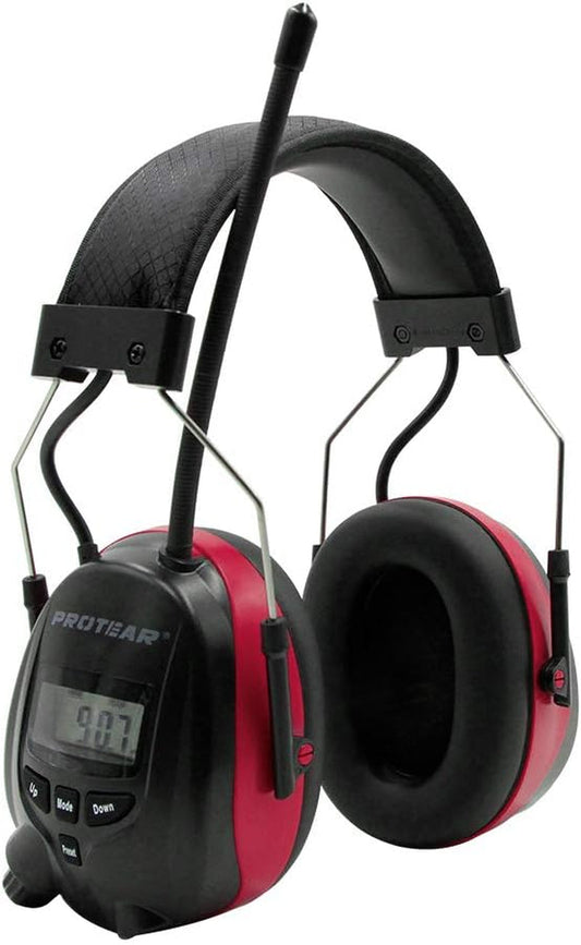 The Sound of Silence! Bluetooth Radio Headphones,Am FM Noise Reduction Safety Earmuffs with Rechargeable 1200Mah Lithium Battery & Built-In Mic,Nrr 25Db Ear Protector for Working