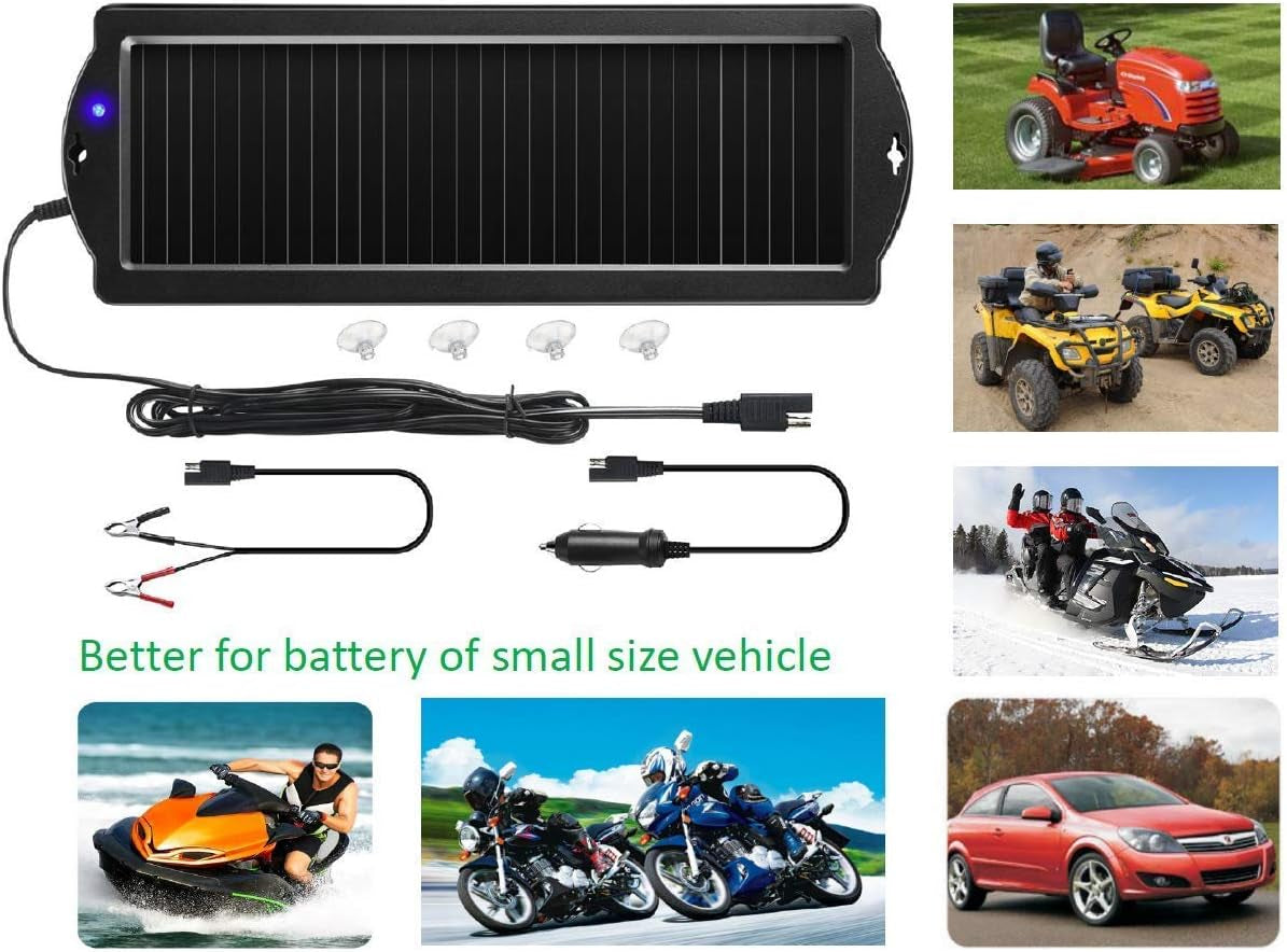 Efficient 12V Solar Battery Trickle Charger & Maintainer - Keep Your Car, Motorcycle, or RV Battery Charged Anywhere!