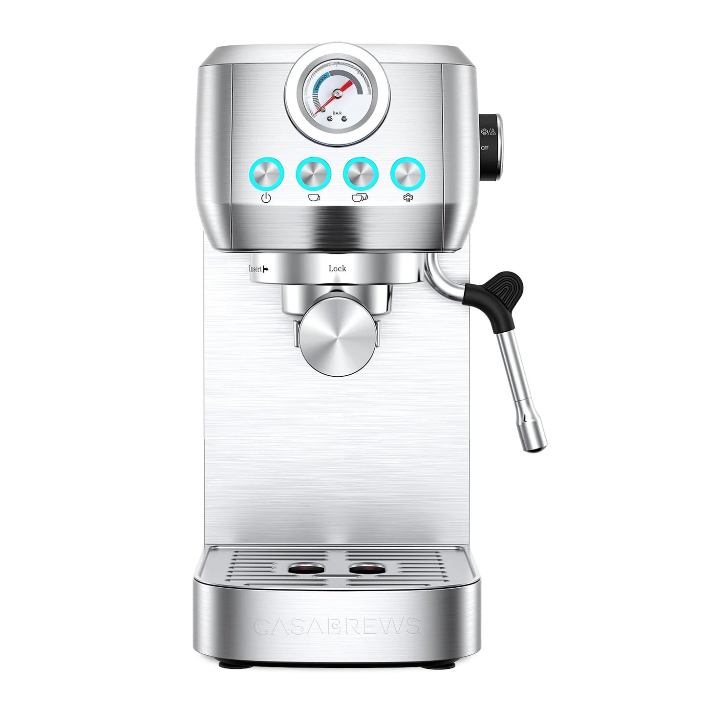 20 Bar Espresso Machine with Milk Frother Steam Wand, Professional Latte Coffee Machine, Stainless Steel, Silver