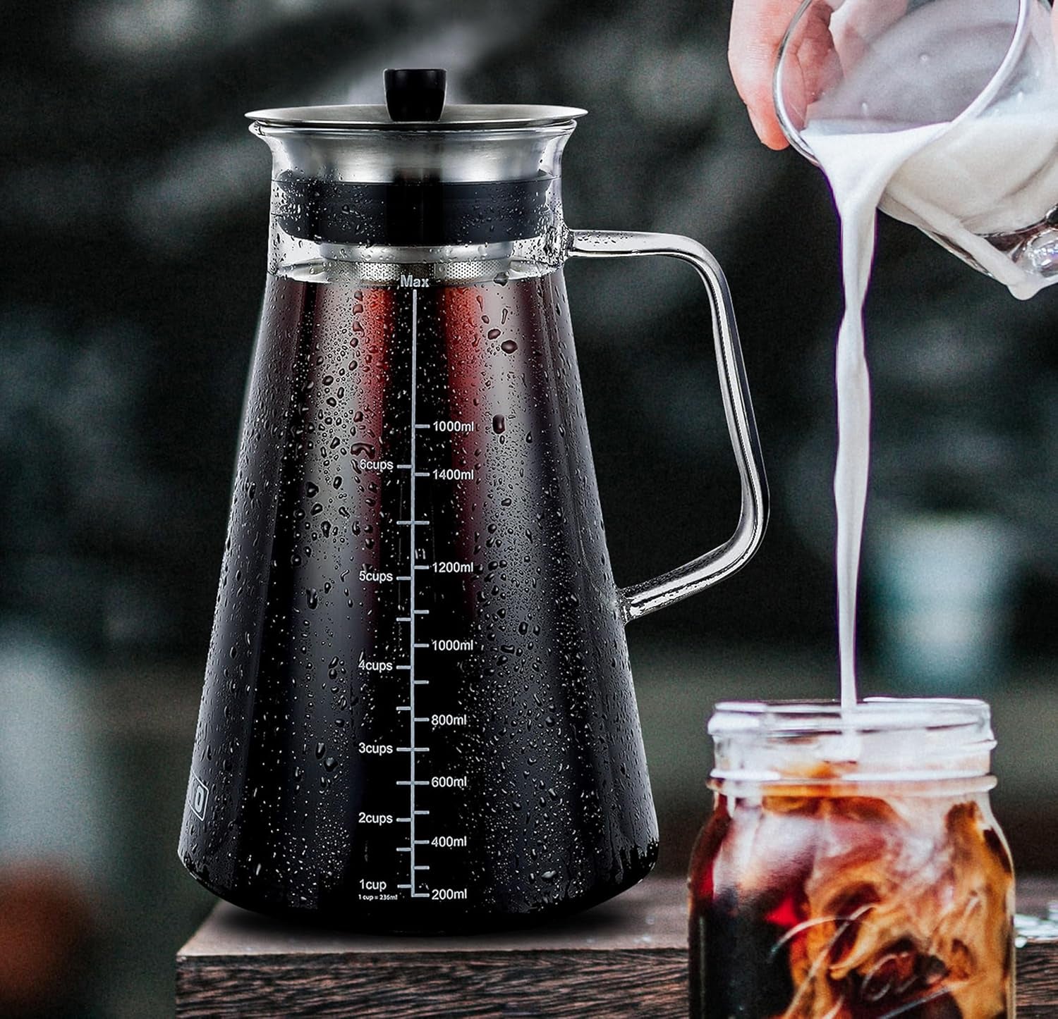 Brew Café-Quality Iced Coffee at Home with the Airtight 51Oz Cold Brew Coffee Maker - Durable Borosilicate Glass & Stainless Steel Filter
