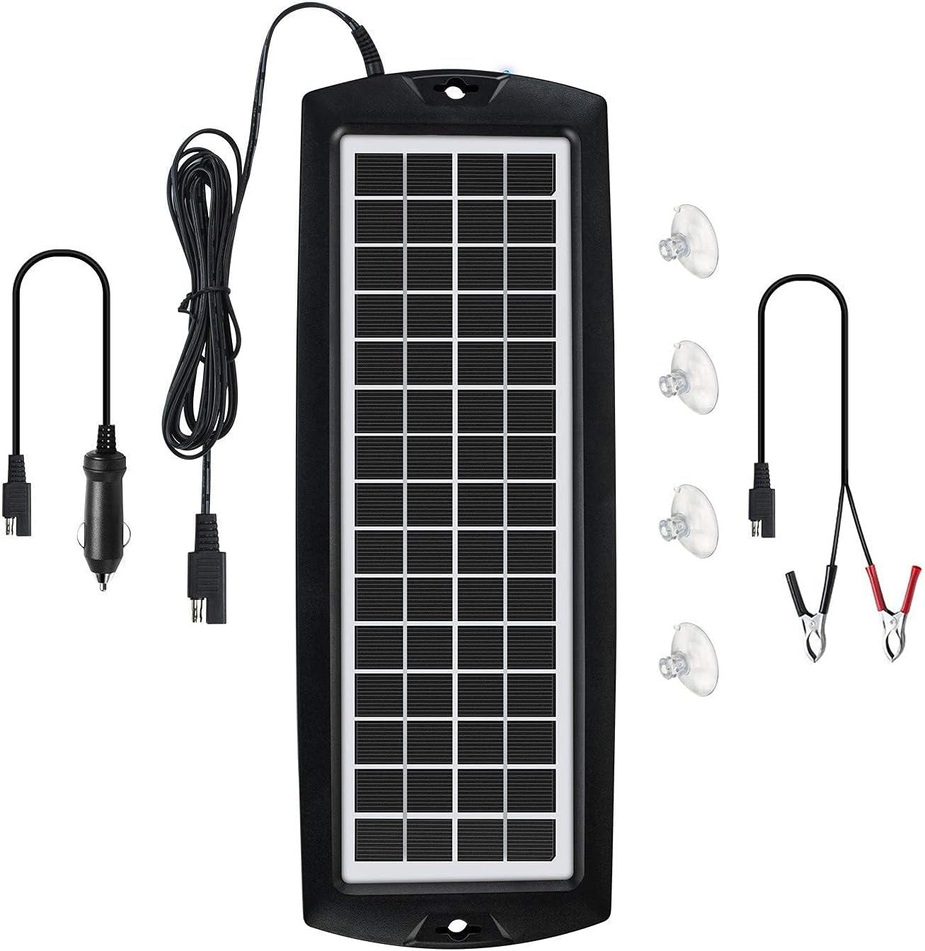 Efficient 12V Solar Battery Trickle Charger & Maintainer - Keep Your Car, Motorcycle, or RV Battery Charged Anywhere!