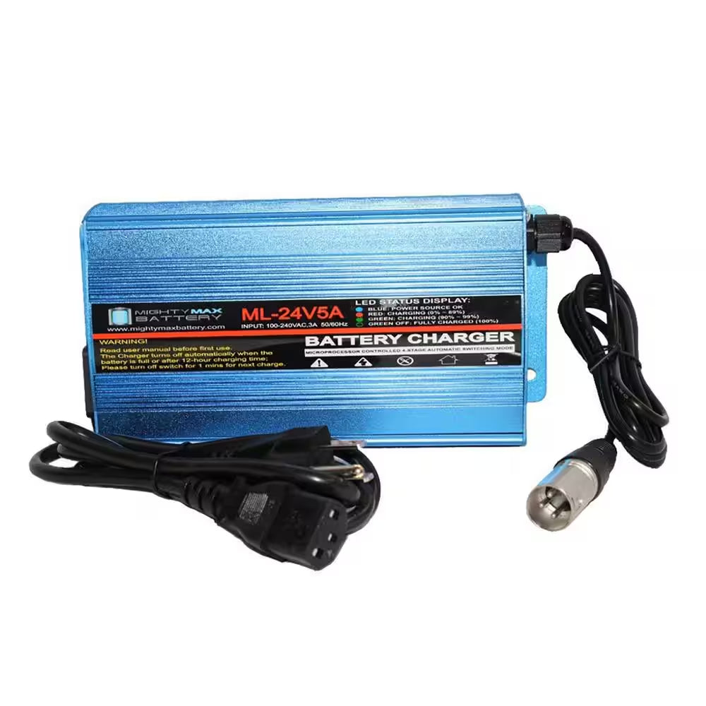 Power Up Your Mobility: Mighty Max 24V 5A Smart Battery Charger for Hoveround and More
