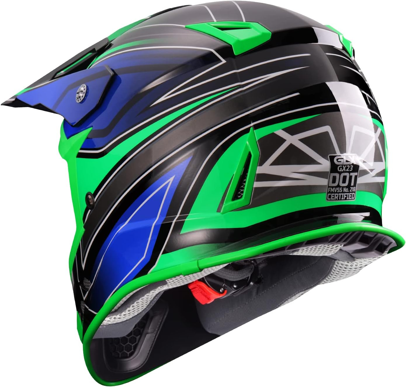 GX23 Dirt Bike Off-Road Motocross ATV Motorcycle Full Face Helmet for Men Women, DOT Approved (Sear Green, Large)