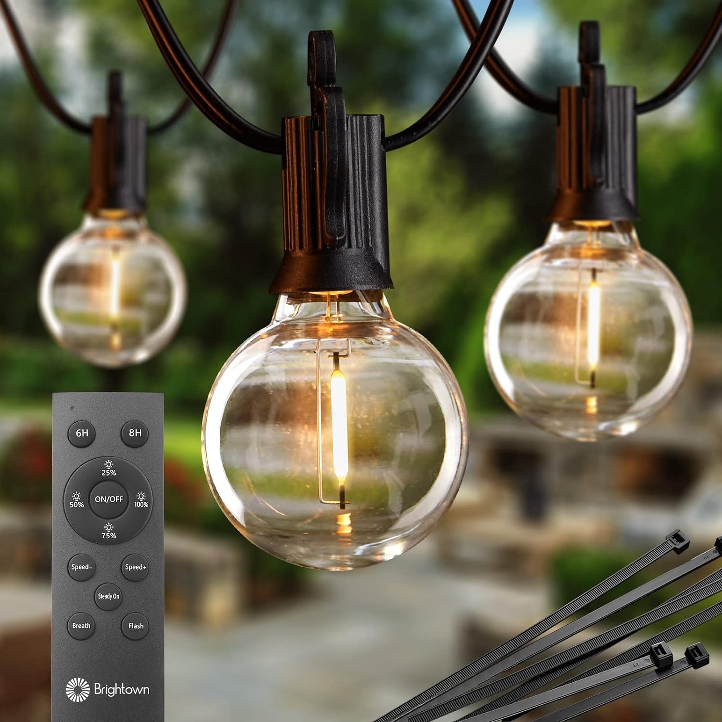 Illuminate Your Outdoor Spaces with 38Ft Waterproof String Lights - Remote-Controlled LED Bulbs for Perfect Ambiance
