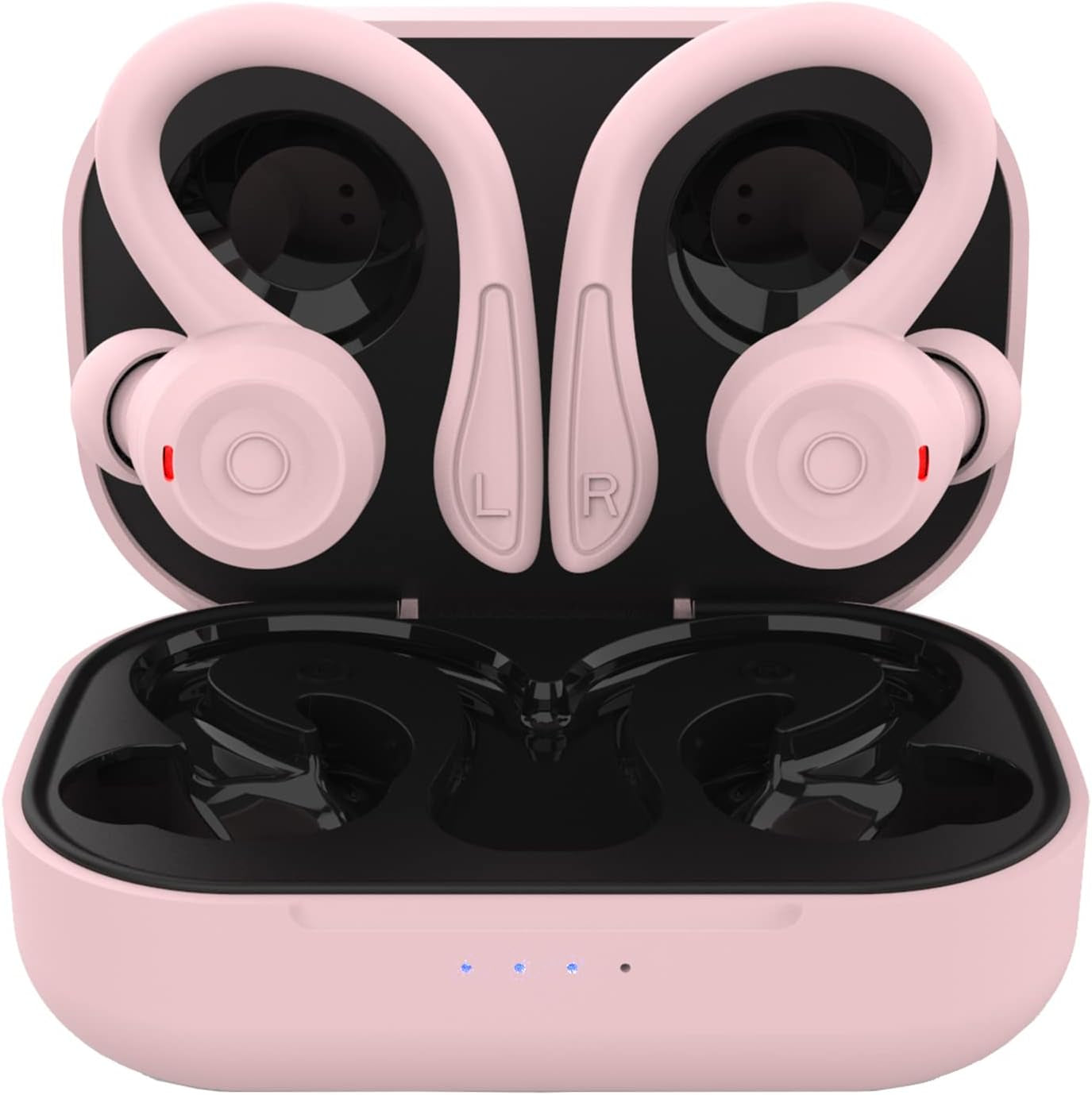 Pink over Ear Wireless Earbuds with Earhooks Running Bluetooth Earbuds with Ear Hook Waterproof Small Earphones in Ear Headphones Noise Cancelling Headset Android Ear Buds for Workout Sport Gym