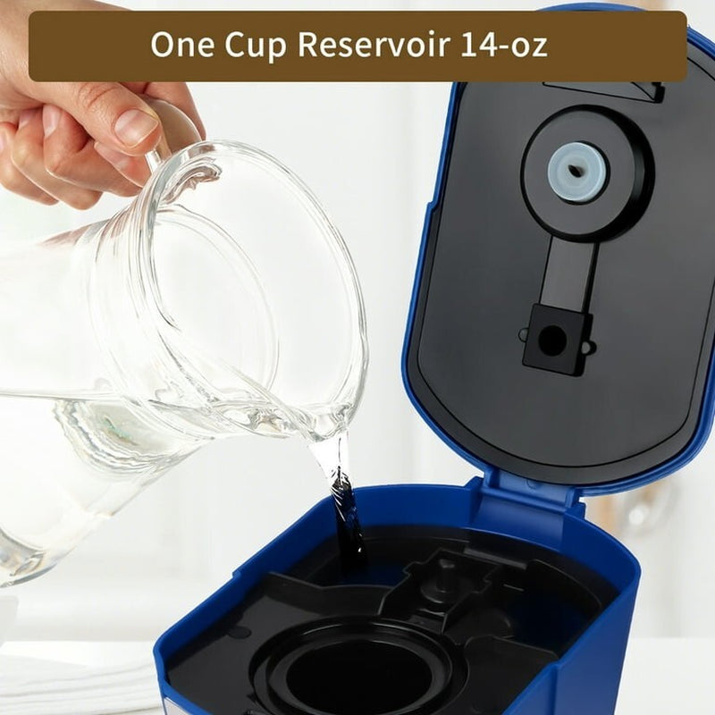 Brew Your Perfect Cup with the Mini K Cup Coffee Maker - Versatile Ground Coffee Machine in Stylish Blue