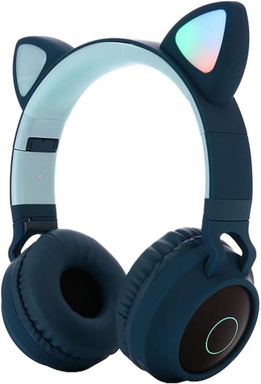 🎧✨ Purr-fect Sound for Kids! 🌟 Foldable Cat Ear Bluetooth Headphones with LED Lights, Mic & Volume Control - Compatible with Smartphones, Tablets & PCs! 🐾💚 #KidsTech #BluetoothHeadphones