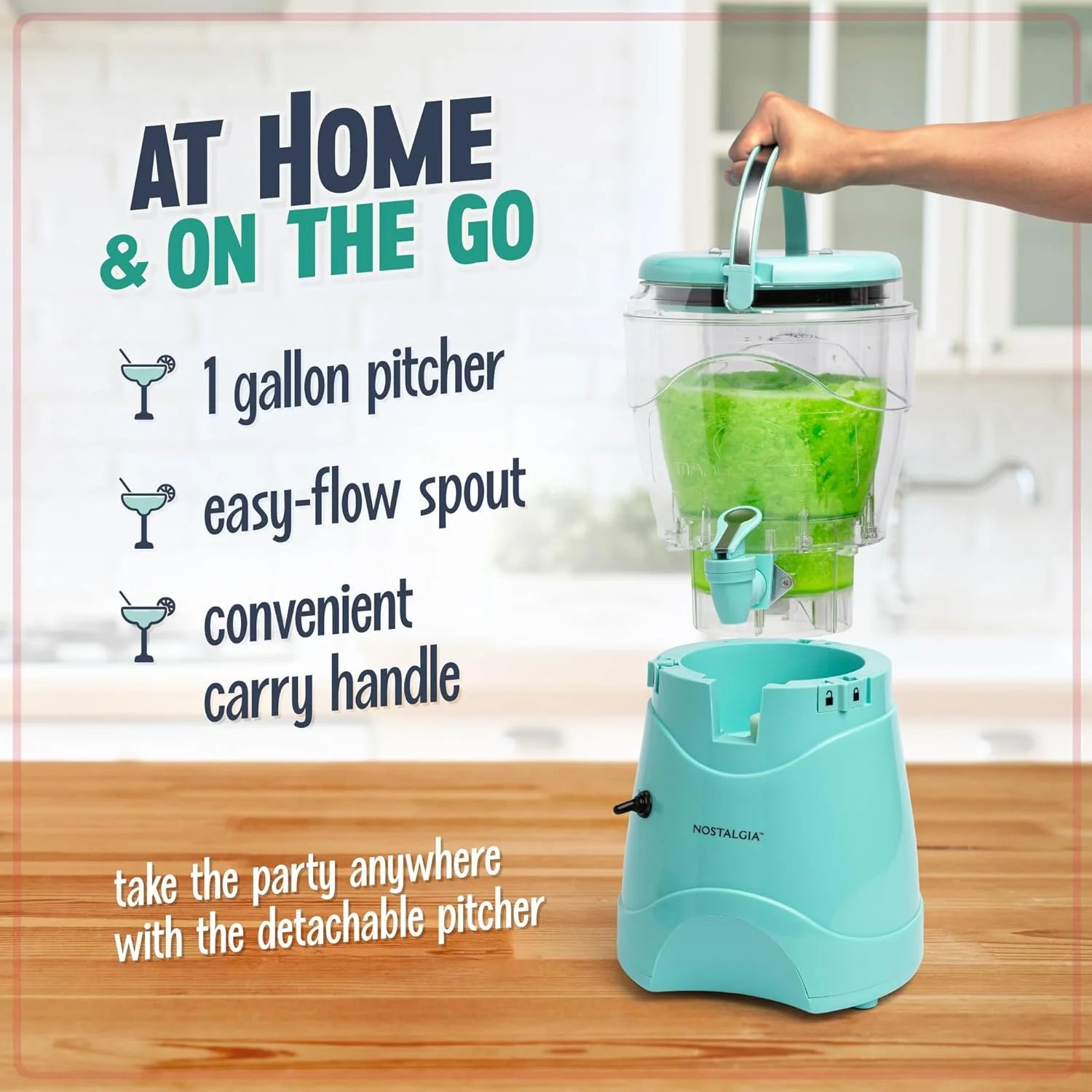 Margarita Frozen Drink Machine 128-Oz Slushy Maker with Spout, Aqua