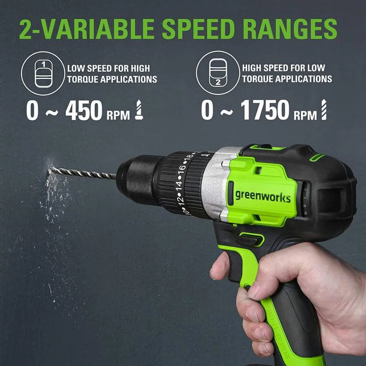 Unleash Your DIY Potential with the 24V Brushless Cordless Hammer Drill & 5 Piece Bit Set – Includes 2.0 Ah Battery & Charger!