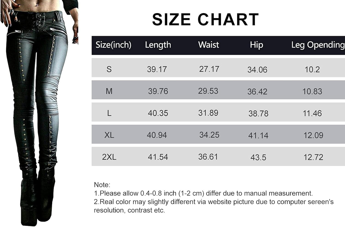 Women'S Faux Leather Leggings Gothic Punk Skinny PU Leather Pants Mid Rise Novelty Studded Tight Pants
