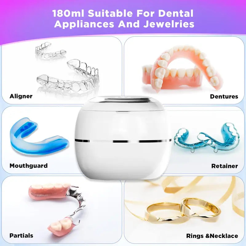 Ultrasonic Cleaner Retainer Cleaning Machine - 43Khz Ultra Sonic Clean Pod for Denture Mouth Guard Aligner Dental Trays (Upgraded) Oral Gift