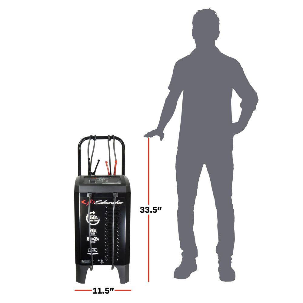 Power Up Your Ride with the Ultimate Wheeled 150A Car Battery Charger and Engine Starter - Fast 20A Boost for All Your Automotive and Marine Needs