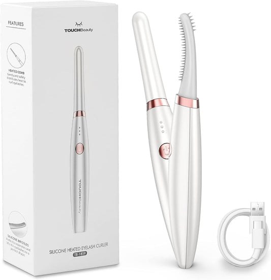 Rechargeable Heated Eyelash Curler, Lash Curler for Women Electric Eyelash Curler with 3 Temperature Modes,Quick Natural Curling and Long Lasting (White)