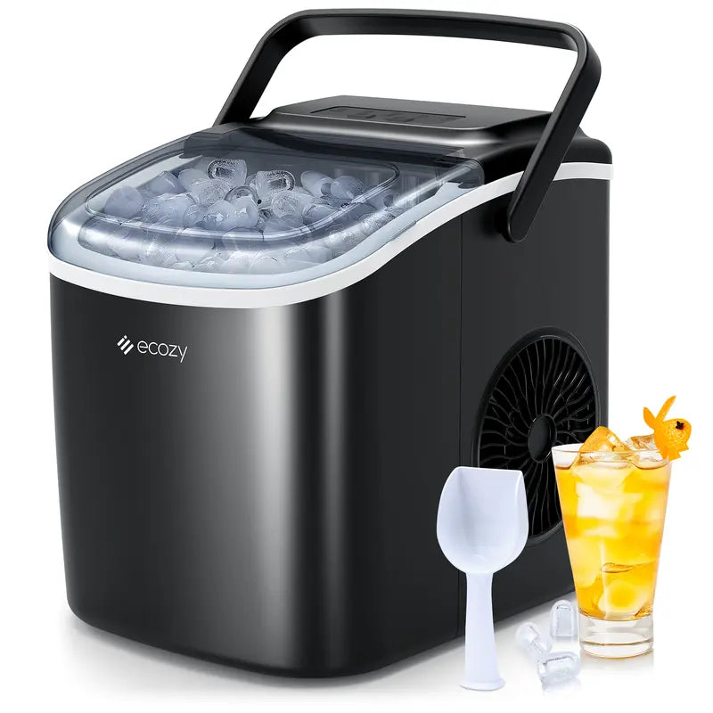 Ice Maker, Ecozy Portable Ice Maker, 26Lb, Cube Ice 9 in 6Min, Self-Cleaning,Ice Bags/Standing Ice Scoop/Ice Basket Kitchen Utensils