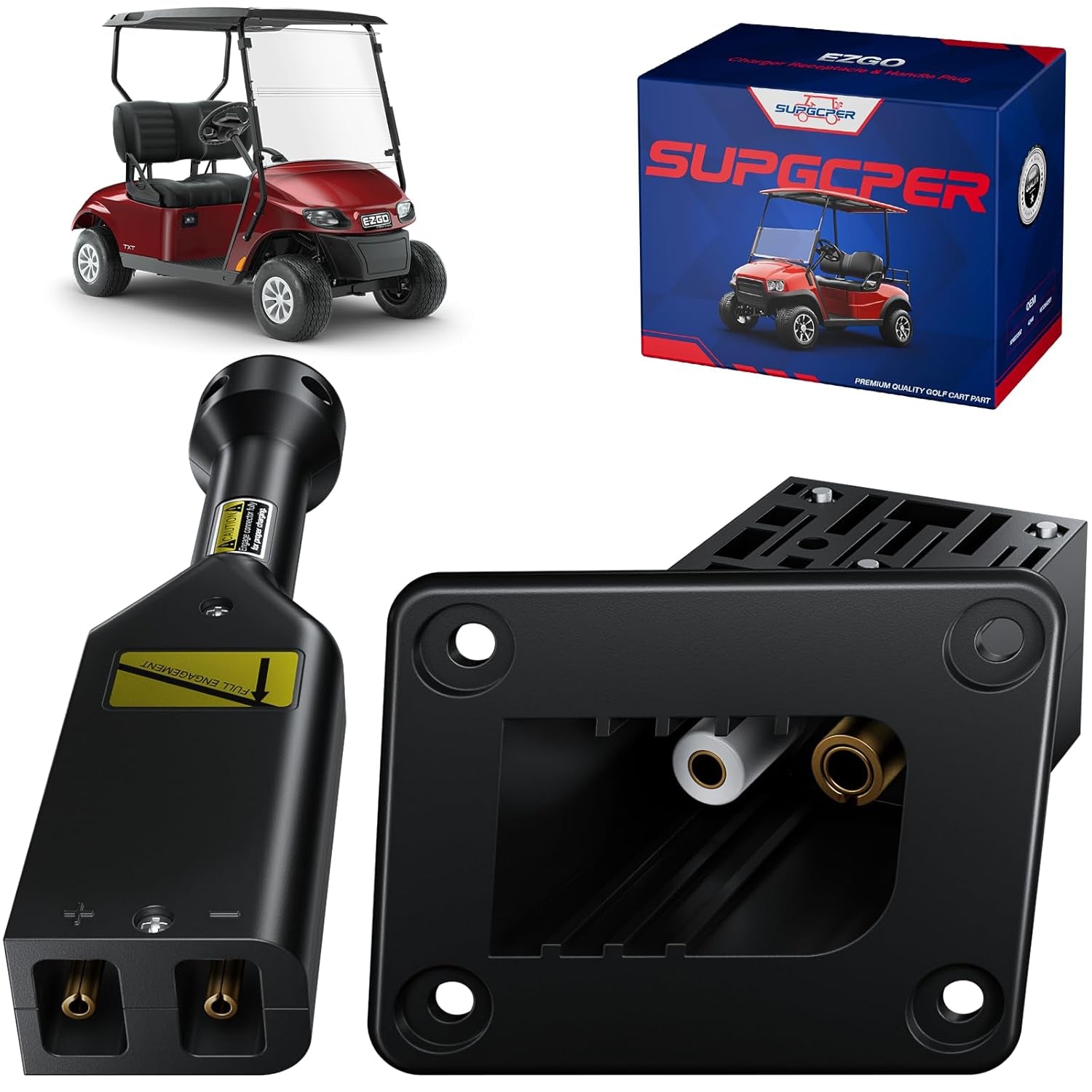 EZGO 36V Powerwise Charger Receptacle & Plug - Premium Golf Cart Battery Charger Port for 1996-UP Models