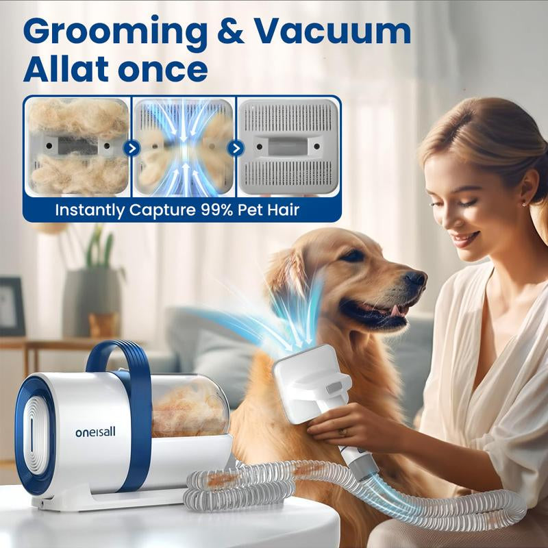 Transform Your Pet's Grooming Routine with the Oneisall Dog Hair Vacuum & Grooming Kit - Complete with Clipper, Nail Grinder, and 7 Essential Tools!